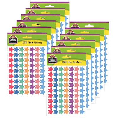 Teacher Created Resources Watercolor Stars Mini Stickers, 378/Pack, 12 Packs (TCR8897-12)