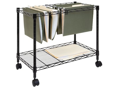 Mount-It! Metal Mobile File Cart with Dual Wheel, Black (MI-7858)