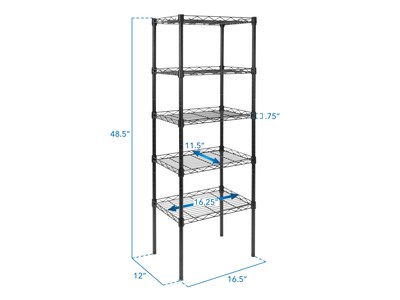 Mount-It! 5-Tier Metal Shelving Unit, 17, Black (MI-7861)