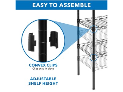 Mount-It! 5-Tier Metal Shelving Unit, 17", Black (MI-7861)