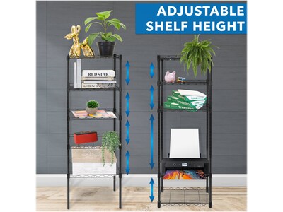 Mount-It! 5-Tier Metal Shelving Unit, 17", Black (MI-7861)