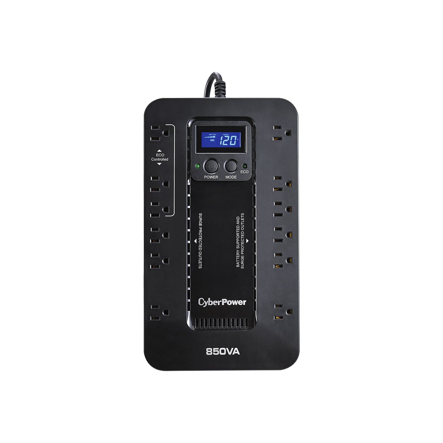 CyberPower Ecologic Series 850VA 12-Outlet UPS, Black (EC850LCD)