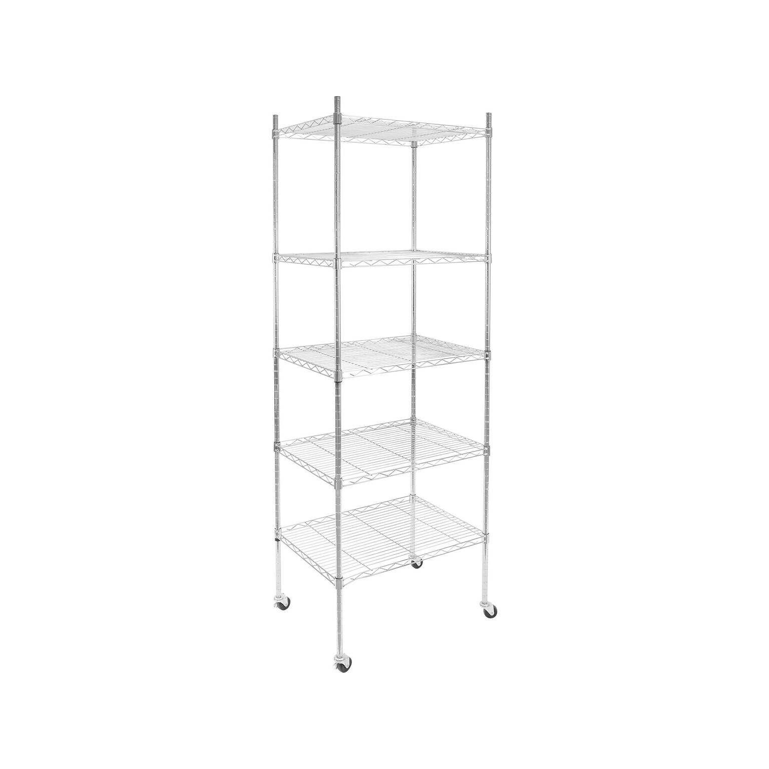 Mount-It! 5-Tier Metal Shelving Unit with Wheels, 24, Silver (MI-7862)