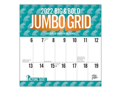 2022 StarGifts Big and Bold Jumbo Grid 12 x 12 Monthly Wall Calendar (9781975445805)