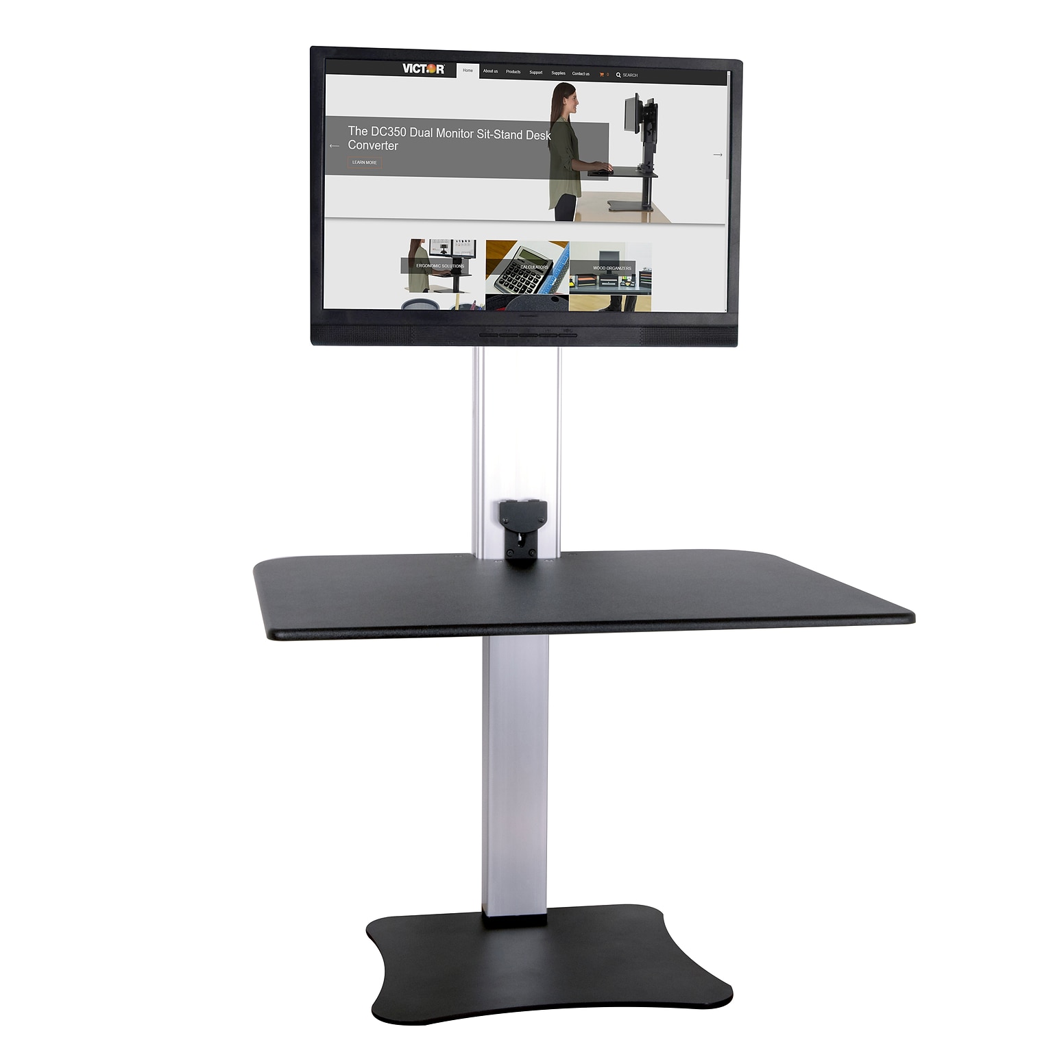 Victor Technology 28 W High Rise™ Electric Single Monitor Standing Desk, Laminate Wood (DC400)