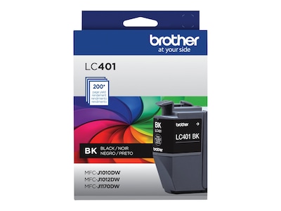 Brother LC401 Black Standard Yield Ink Cartridge, Prints Up to 200 Pages (LC401BKS)