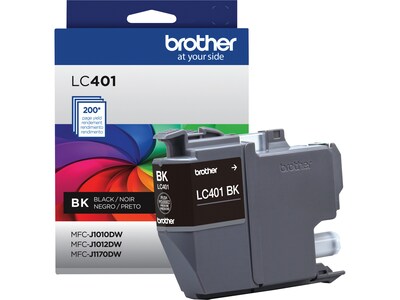 Brother LC401 Black Standard Yield Ink Cartridge, Prints Up to 200 Pages (LC401BKS)