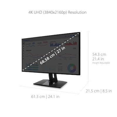 ViewSonic ColorPro 27" 4K Ultra HD 60 Hz LED Monitor, Black (VP2768A-4K)