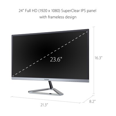 ViewSonic 24" 1080p IPS Widescrenn LED Monitor, Silver (VX2476-smhd)