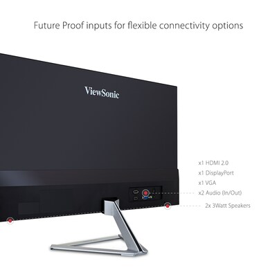 ViewSonic 24" 1080p IPS Widescrenn LED Monitor, Silver (VX2476-smhd)