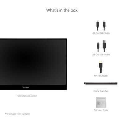 ViewSonic Portable 15.6" 60 Hz LED Monitor, Black (TD1655)