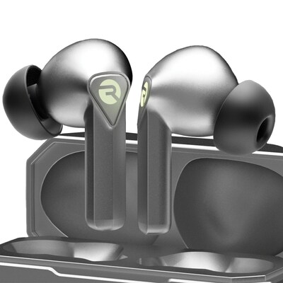 Raycon The Gaming In-Ear True Wireless Bluetooth Earbuds with Microphone and Charging Case, Jet Silv