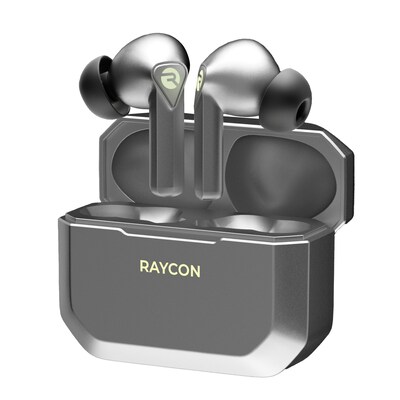 Raycon The Gaming In-Ear True Wireless Bluetooth Earbuds with Microphone and Charging Case, Jet Silver, (RBE765-21E-SIL)