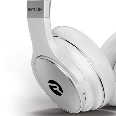 Raycon The Everyday Over-Ear Active-Noise-Canceling Wireless Bluetooth Headphones with Microphone, Frost White (RBH820-WHI)