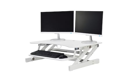 Rocelco 32" Ergonomic Adjustable Desk Riser, White (R EADRW)