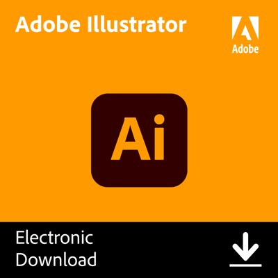 Adobe Illustrator Vector Graphic Design App for Windows and Mac, 1 User, 1-Year Subscription, Digita