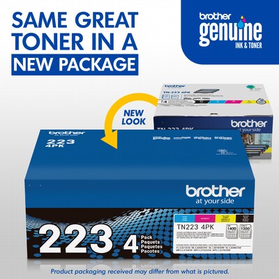Brother TN-223 Black/Cyan/Magenta/Yellow Standard Yield Toner Cartridge, 4/Pack (TN2234PK)