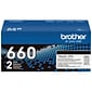 Brother TN660 Black Toner Cartridge, High Yield, Up to 2,600 Pages, 2/Pack (TN6602PK)