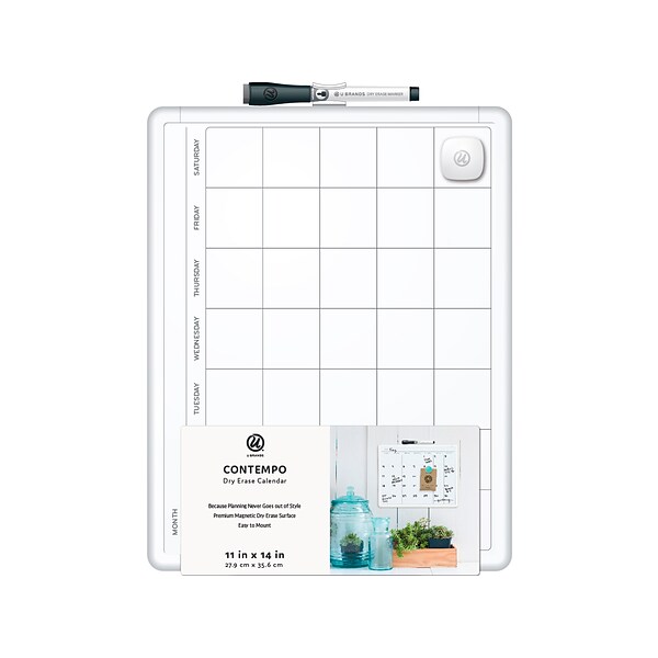 U Brands Contempo Dry-Erase Whiteboard, Plastic Frame, 1.2 x 0.9 (260U00-04)