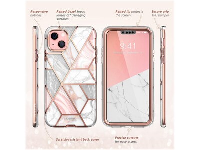 i-Blason Cosmo Marble Pink Snap Case for iPhone 13 (iPhone2021-6.1-Cosmo-SP-Marble)