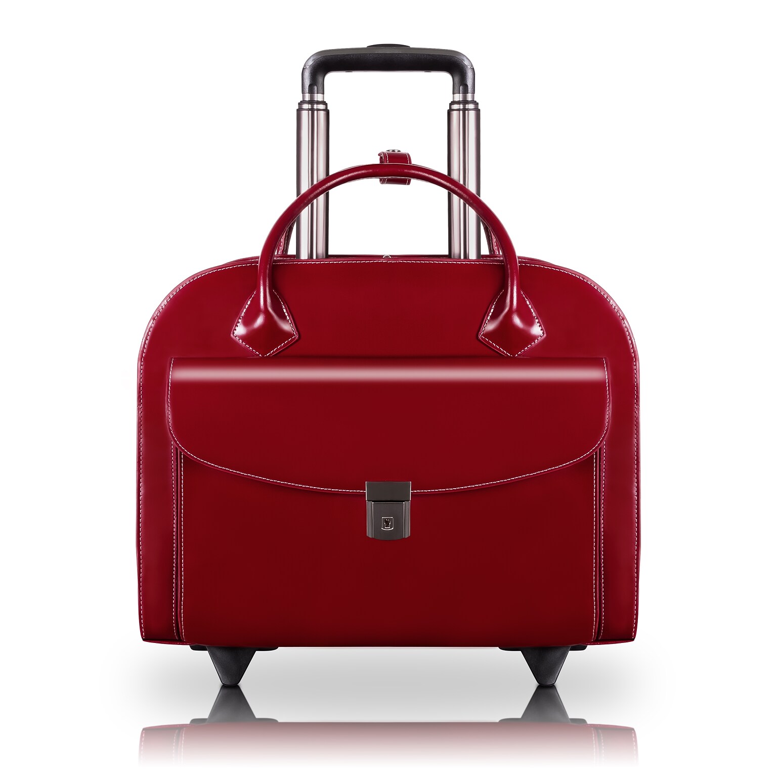 McKlein Limited Edition Laptop Rolling Briefcase, Red Leather (96146A)