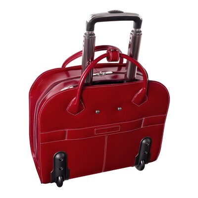 McKlein Limited Edition Laptop Rolling Briefcase, Red Leather (96146A)