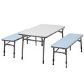 COSCO Kids Adjustable Height 3 Piece Set, 2 Benches, 1 Table, Blue with Charcoal Frame (37330LBL1E)