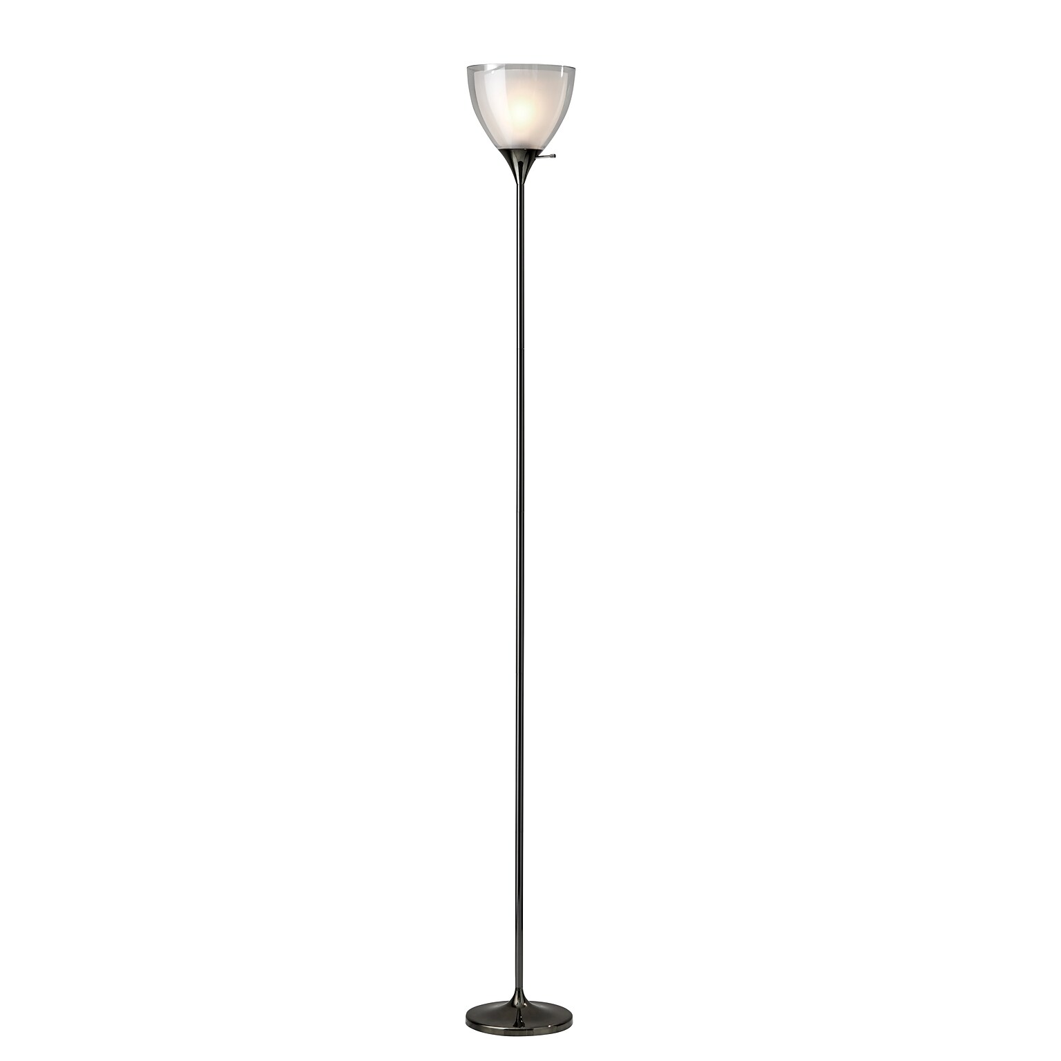 Adesso® Presley 72H Black Nickel Torchiere Floor Lamp with Frosted Bowl Shade (3565-01)