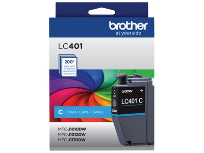 Brother LC401 Cyan Standard Yield Ink Cartridge, Prints Up to 200 Pages (LC401CS)