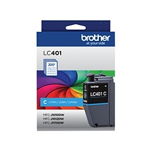 Brother LC401 Cyan Standard Yield Ink Cartridge, Prints Up to 200 Pages (LC401CS)