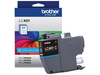 Brother LC401 Cyan Standard Yield Ink Cartridge, Prints Up to 200 Pages (LC401CS)