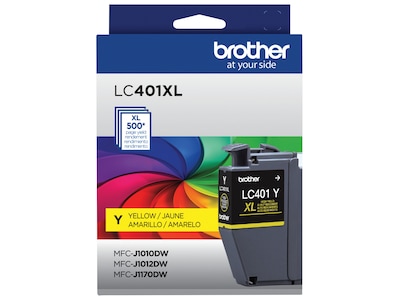 Brother LC401 Yellow High Yield Ink Cartridge, Prints Up to 500 Pages (LC401XLYS)