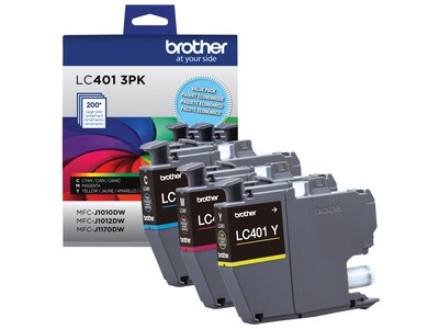 Brother LC401 Cyan/Magenta/Yellow Standard Yield Ink Cartridges, 3/Pack (LC4013PKS)