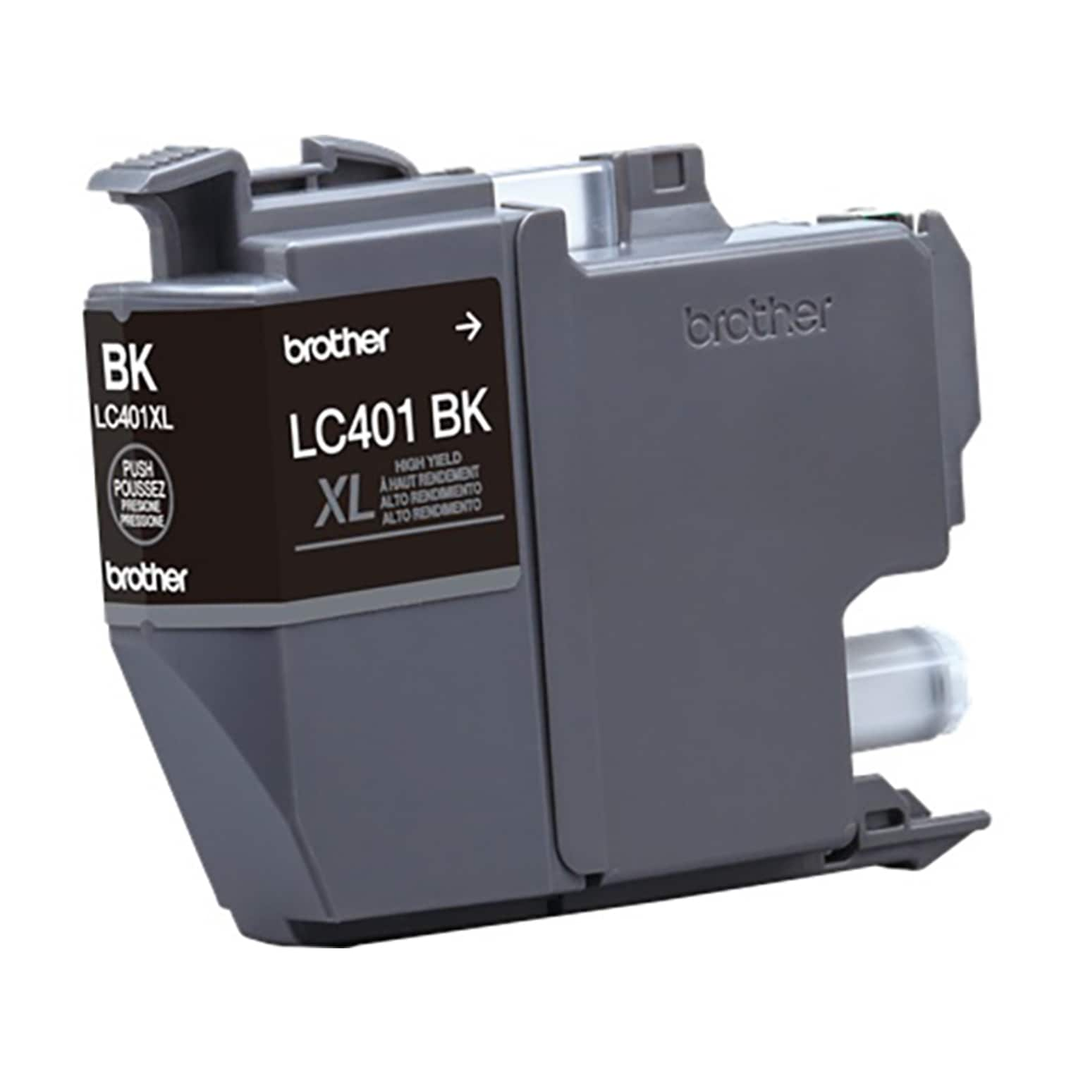 Brother LC401 Black High Yield Ink Cartridge, Prints Up to 500 Pages (LC401XLBKS)