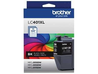 Brother LC401 Black High Yield Ink Cartridge, Prints Up to 500 Pages (LC401XLBKS)