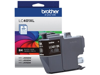 Brother LC401 Black High Yield Ink Cartridge, Prints Up to 500 Pages (LC401XLBKS)