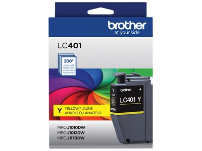 Brother LC401 Yellow Standard Yield Ink Cartridge, Prints Up to 200 Pages (LC401YS)