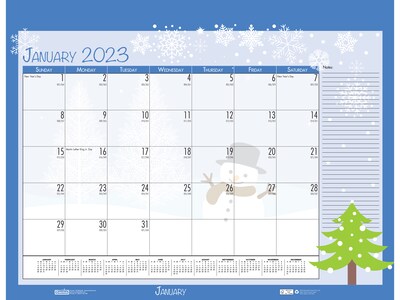 2023-2024 House of Doolittle Seasonal Holiday Depictions 22" x 17" Academic Monthly Desk Pad Calendar, Multicolor (1395-24)