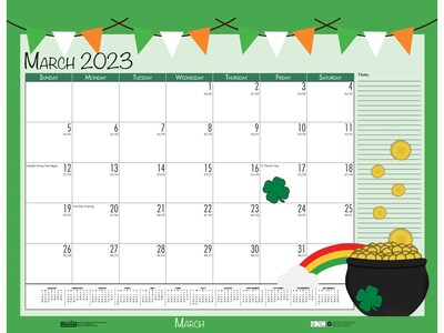 2023-2024 House of Doolittle Seasonal Holiday Depictions 22" x 17" Academic Monthly Desk Pad Calendar, Multicolor (1395-24)