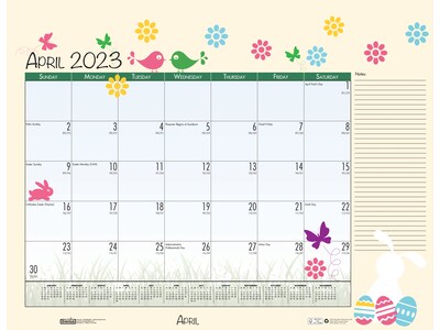 2023-2024 House of Doolittle Seasonal Holiday Depictions 22" x 17" Academic Monthly Desk Pad Calendar, Multicolor (1395-24)