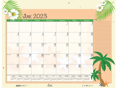 2023-2024 House of Doolittle Seasonal Holiday Depictions 22" x 17" Academic Monthly Desk Pad Calendar, Multicolor (1395-24)