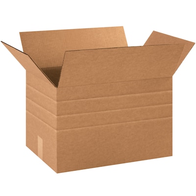 Quill Brand 18 x 12 x 12 Multi-Depth Shipping Boxes, 200#/ECT-32 Mullen Rated Corrugated, Pack of