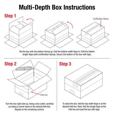 26" x 18" x 16" Multi-Depth Shipping Boxes, 10/Bundle (MD261816)