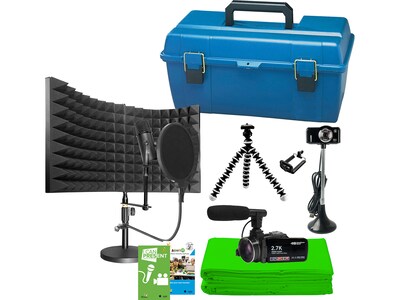 Hamilton Buhl Deluxe MPSK-X 30MP Digital Video Camcorder Media Production Studio Kit, Blue/Black/Green