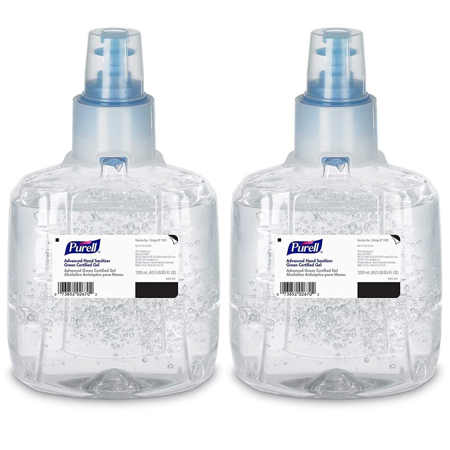 PURELL Advanced Green Cert Gel Hand Sanitizer Refill for LTX-12 TF Dispensr, 1200 mL, 2/CT (1903-02)