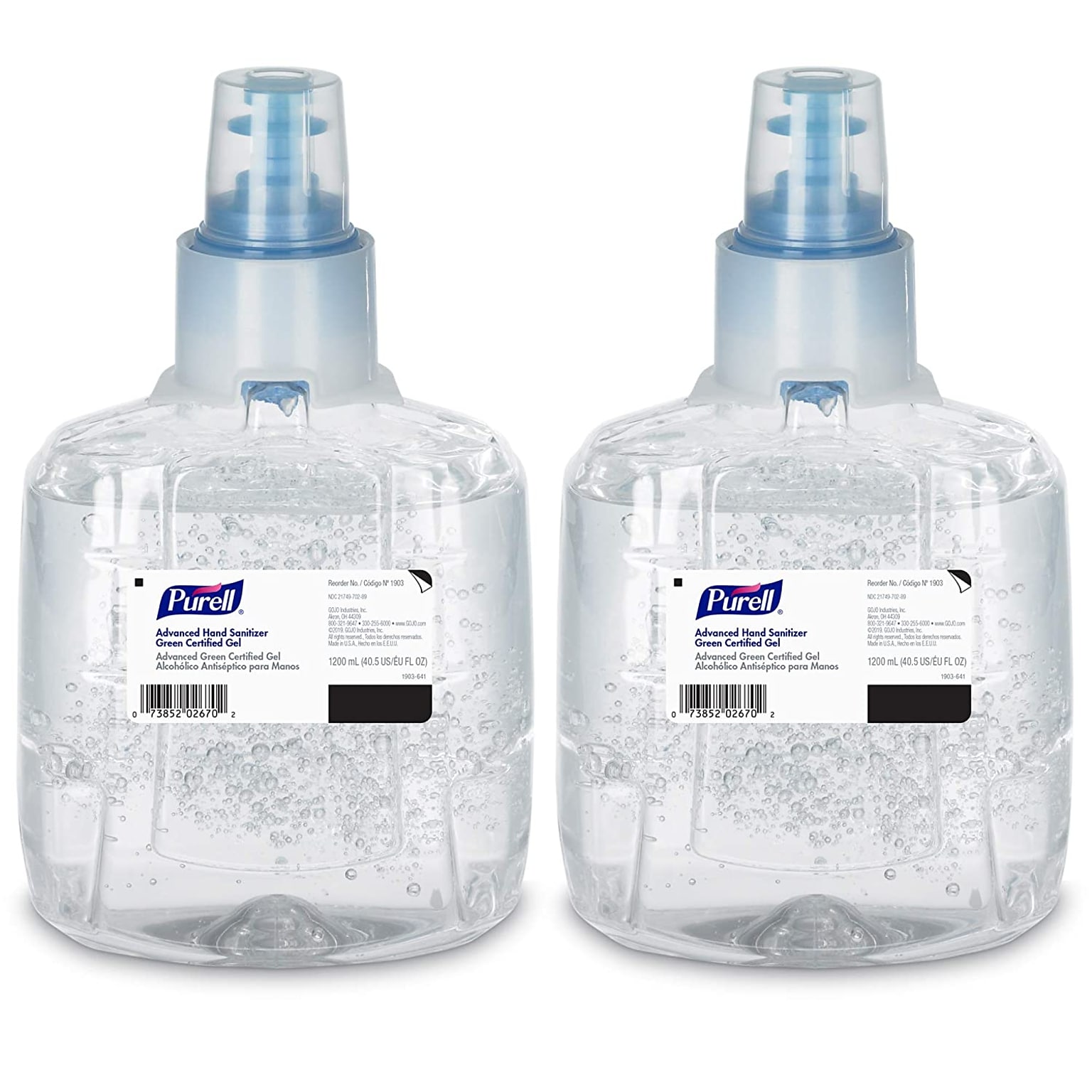 PURELL Advanced Green Cert Gel Hand Sanitizer Refill for LTX-12 TF Dispensr, 1200 mL, 2/CT (1903-02)