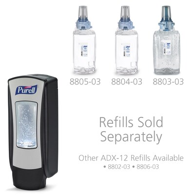 PURELL ADX 12 Wall Mounted Hand Sanitizer Dispenser, Black/Brushed Chrome (8828-06)