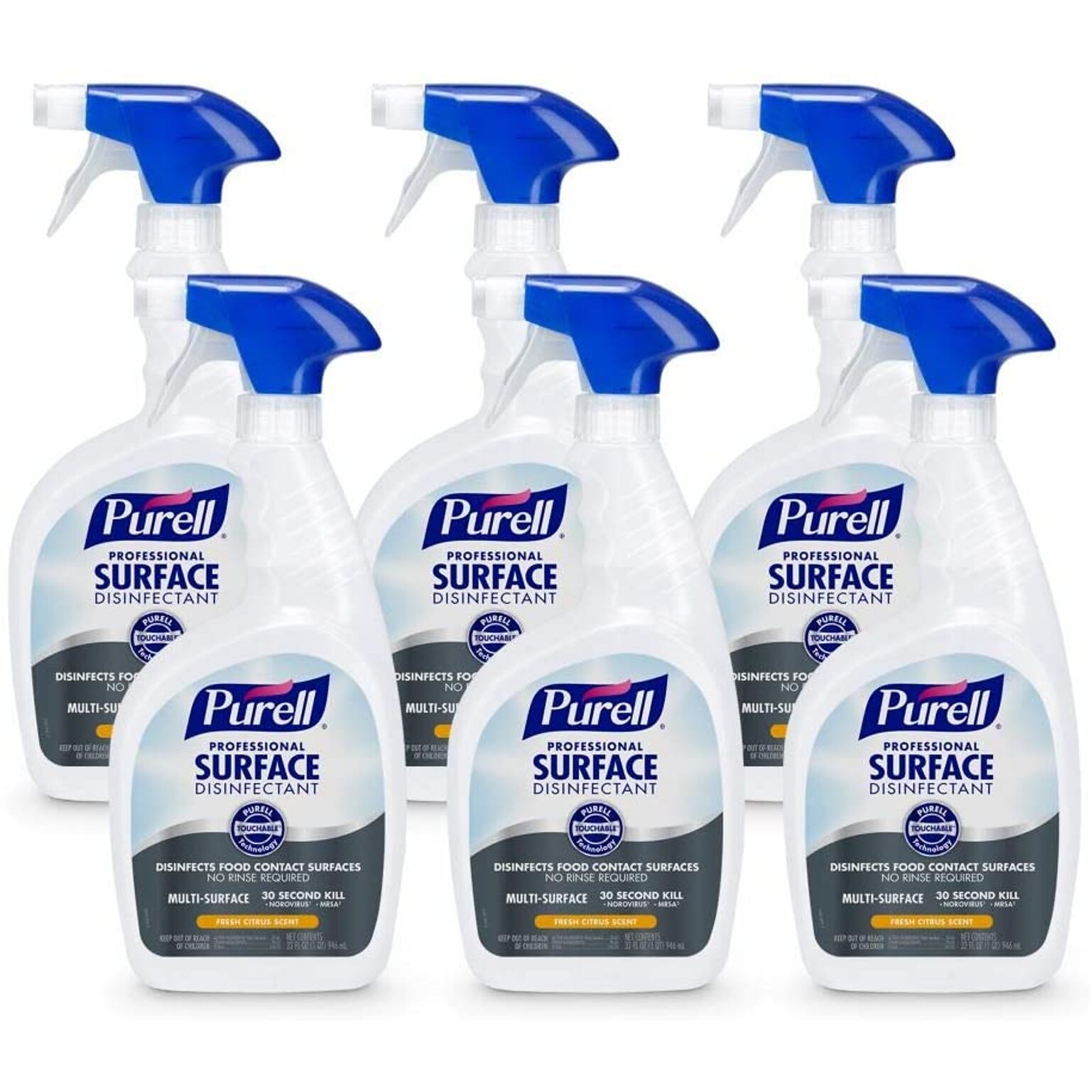 PURELL Professional Surface Disinfectant Spray, Fresh Citrus Scent, 32 Fl. Oz., 6/Carton (3342-06)