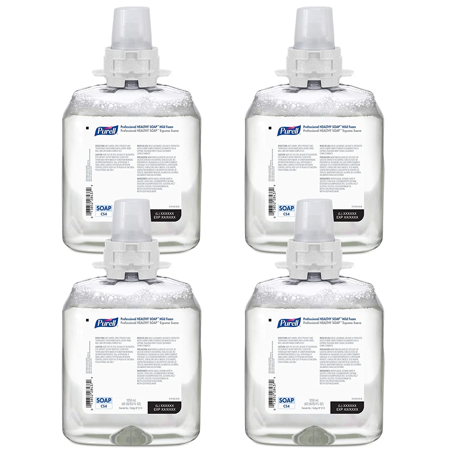 PURELL HEALTHY SOAP Foaming Hand Soap Refill for CS4 Dispenser, 1250 ml., 4/Carton (5174-04)
