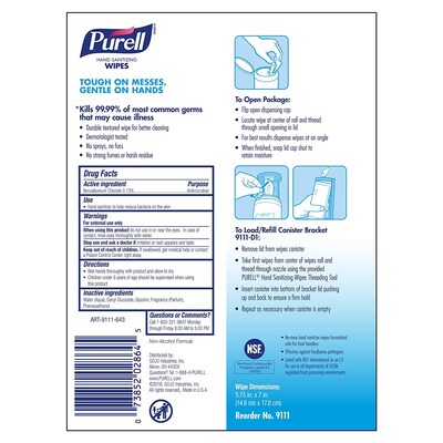 Purell® Hand Sanitizing Wipes, Fresh Citrus Scent, 100/Pack (9111-12)